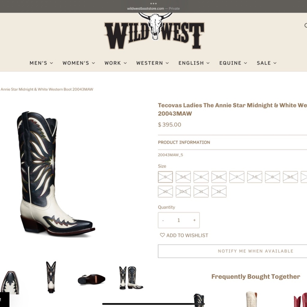 Tecovas Annie Star - Midnight/Antique White 8 - Picture 7 of 7